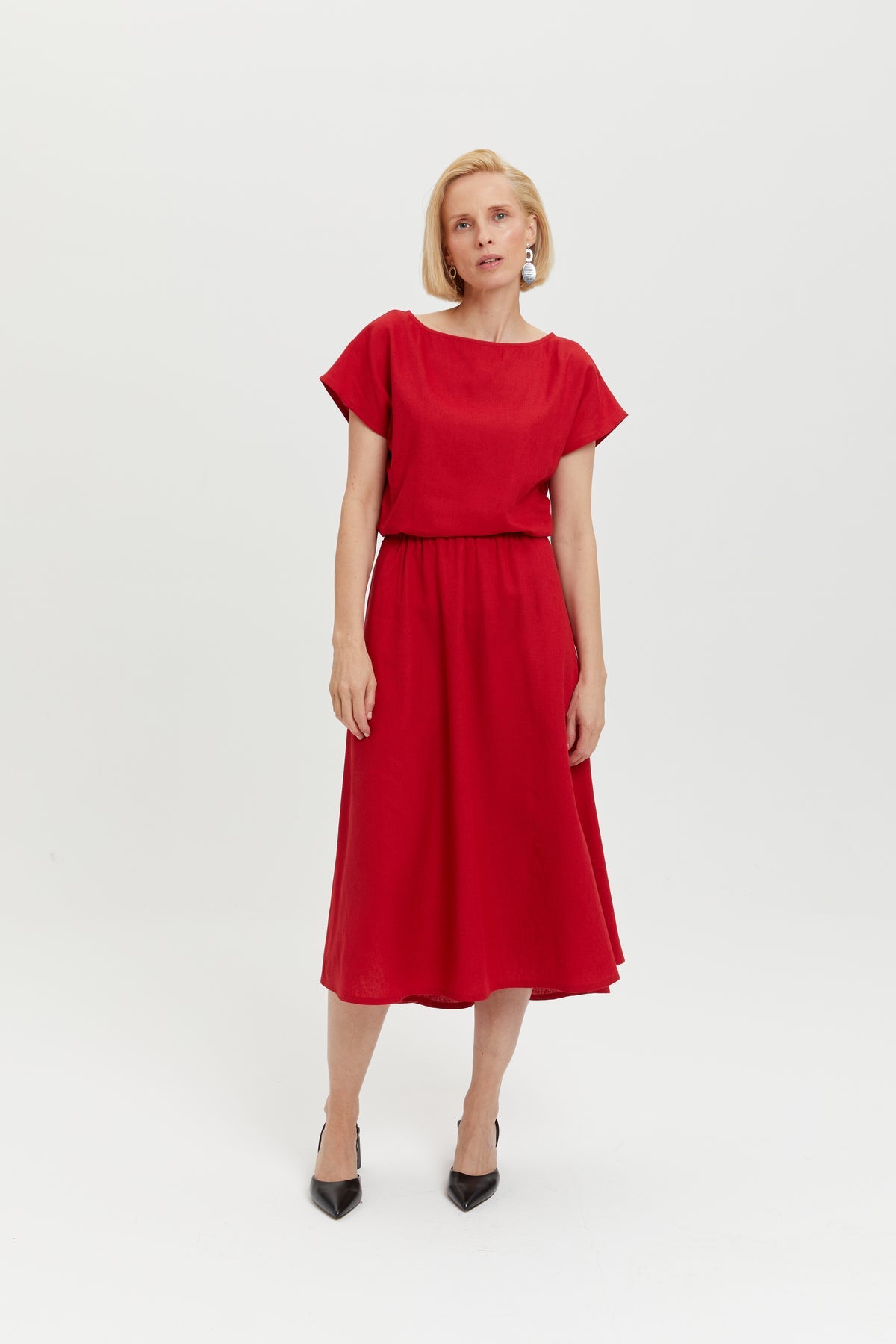 Nane Dress Short Sleeves Red