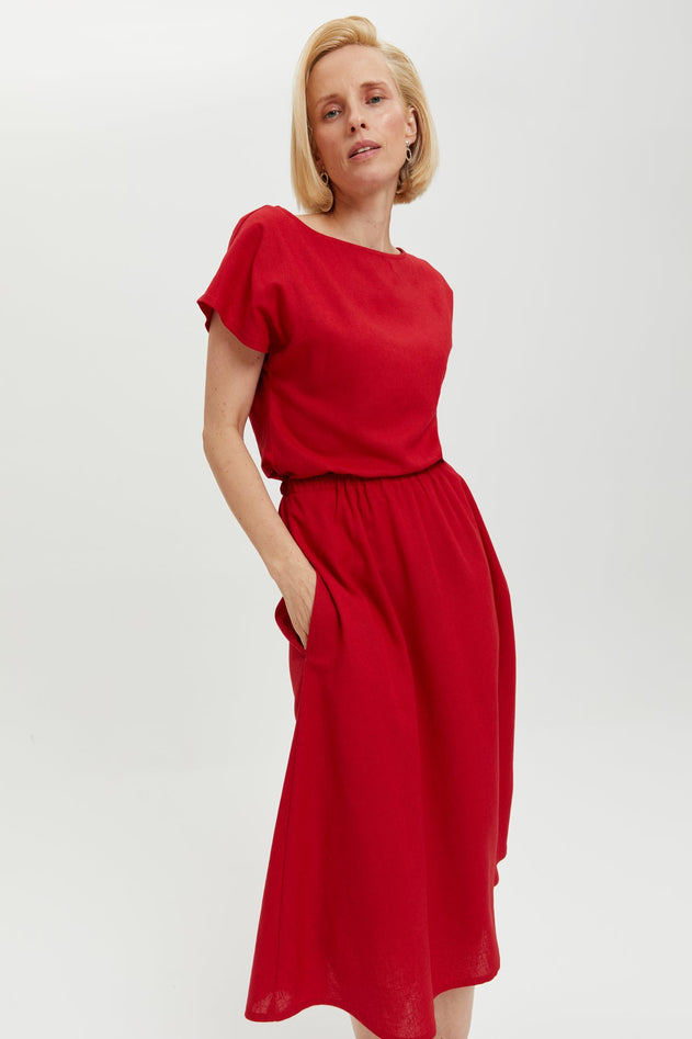 Nane Dress Short Sleeves Red