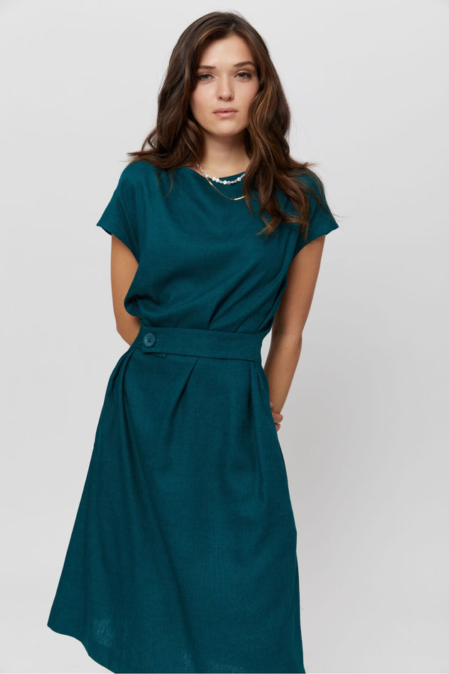 Sati Midi Dress With Boat Neck Deep Teal