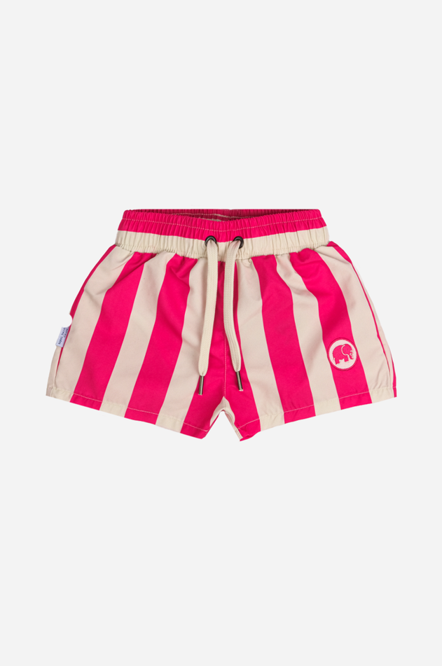 Kids' Beach Club Swim Shorts Striped Fuchsia