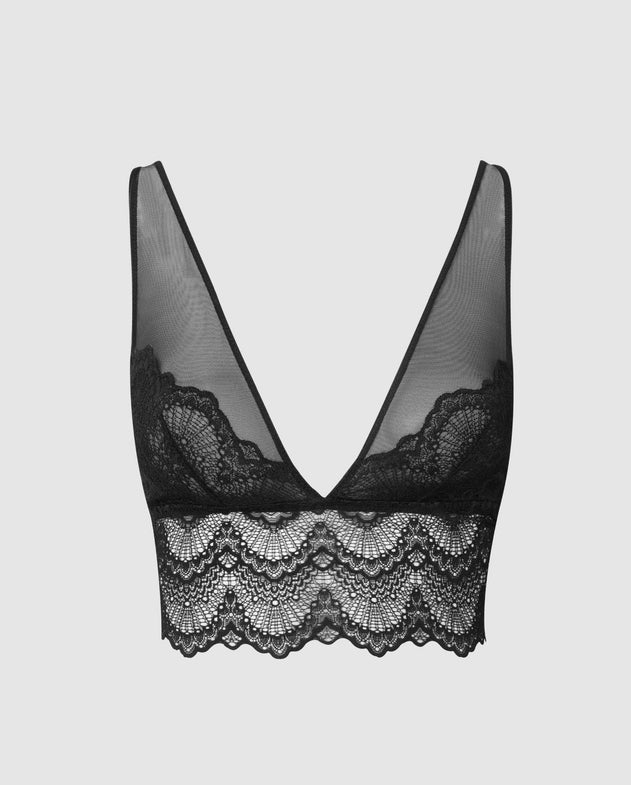 Kristalli Mesh Plunge Bralette Toppi Saboteur Musta