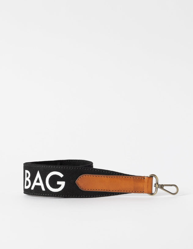 Shoulder Canvas Logo Laukunhihna Musta & Cognac