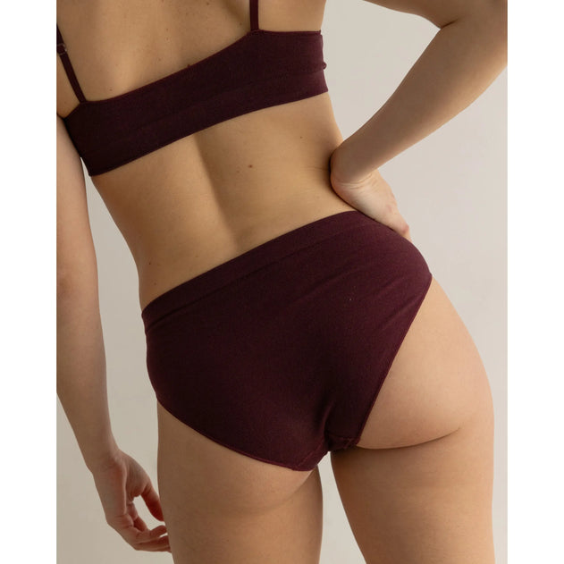 Semi High Rise Cotton Panties Burgundy