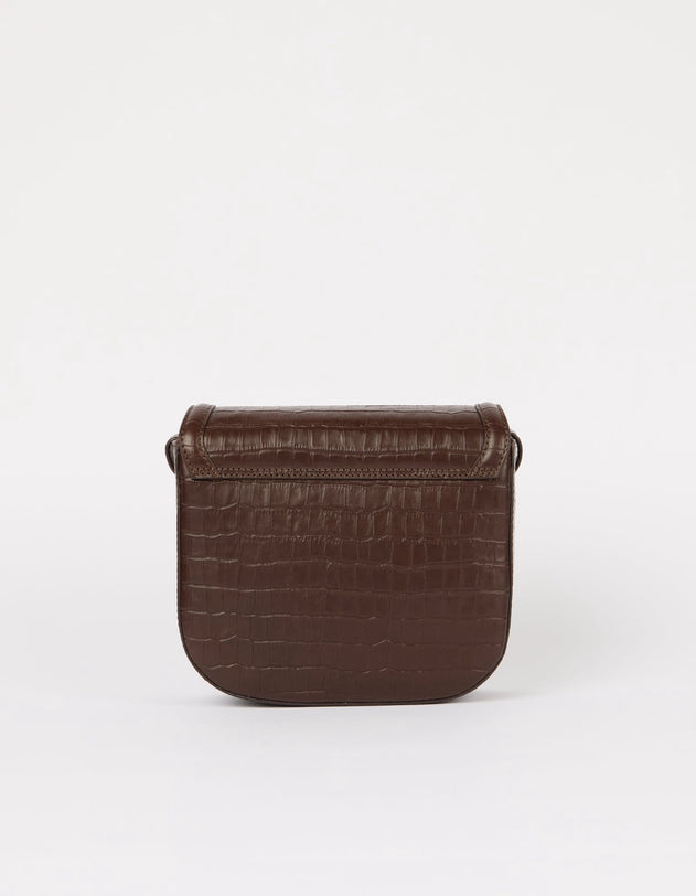 Nina Laukku Suklaanruskea, Croco Print -nahka