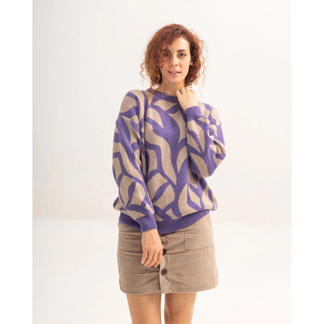 Irene Knitted Sweater Purple/Beige