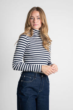Striped Longsleeve Turtleneck Navy/White