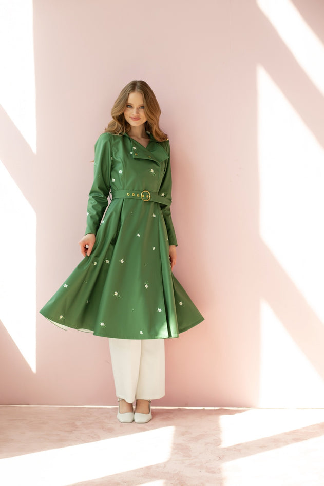Double Breasted Trench Coat Primrose Green