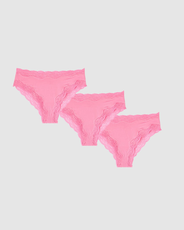 Micro Lace Cheeky 3-Pack Candy Pink