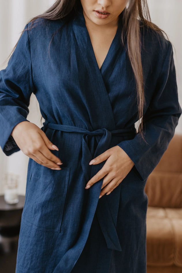 Delčia Women's Linen Bathrobe