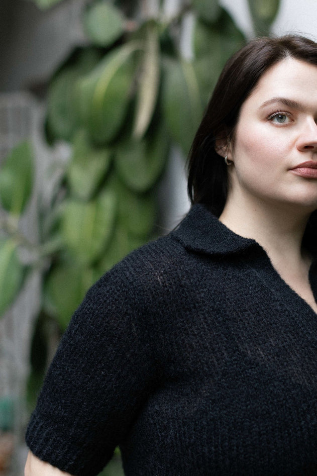 Melody Mohair Polo Top Black