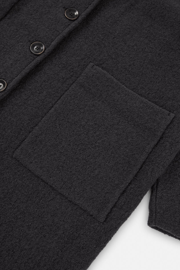 100% RWS Merino Wool Long Coat in Black