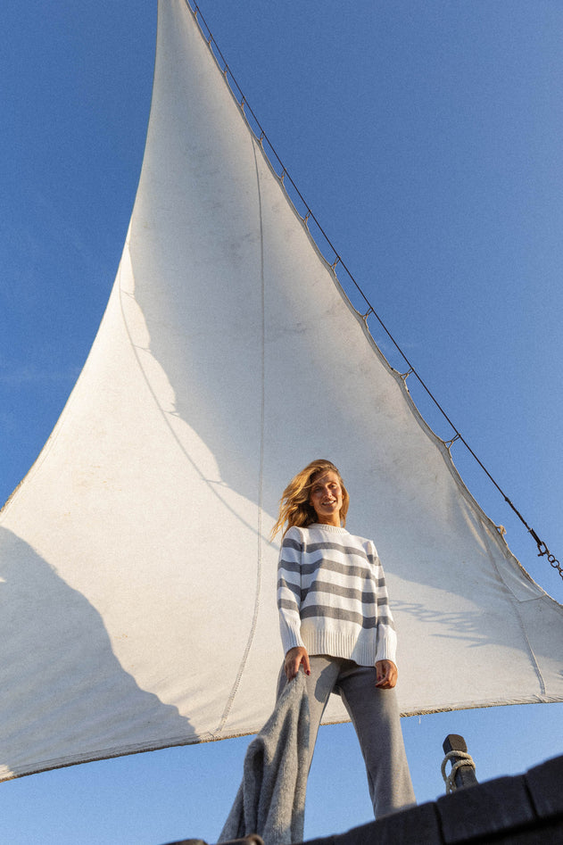 Marina Merino Jumper Grey Striped