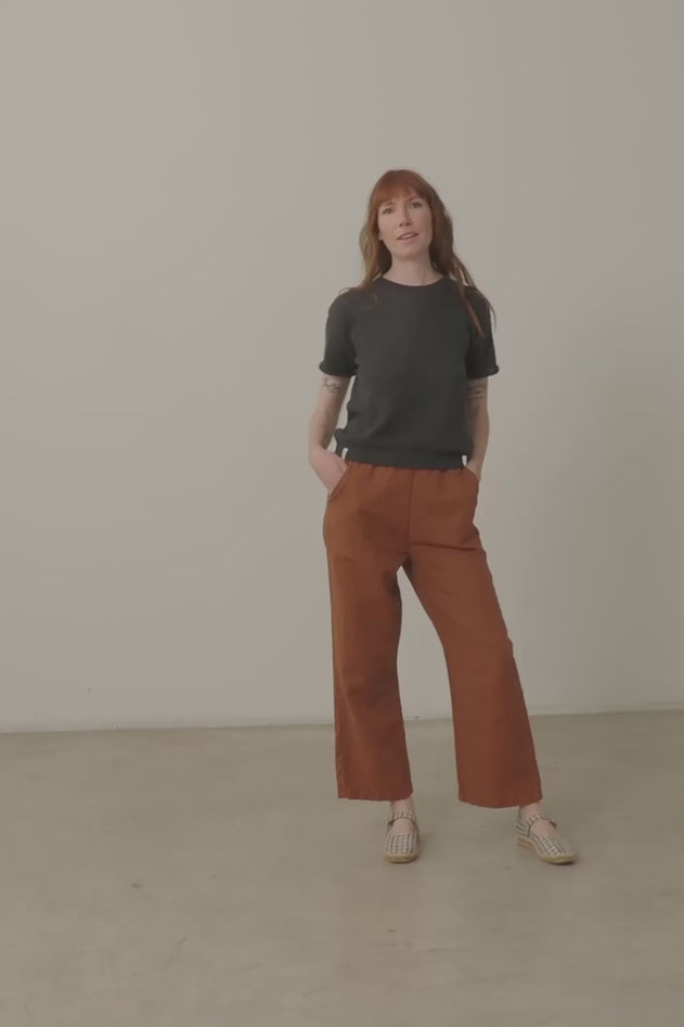 Henna Leveät Pellavasekoitehousut Terracotta