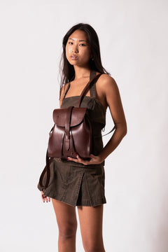 Leather Backpack Mod 130 Cuoio Dark Brown