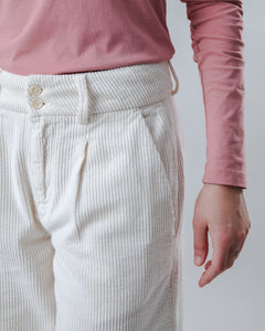 Corduroy Pleated Pants Ecru