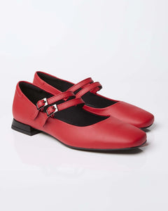 Mary Jane Pumps Vegea Grape Leather Strawberry Red