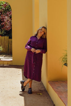 Chloe Linen Dress Royal Violet