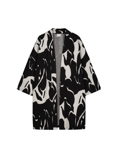 Waving Jacquard Kimono Musta