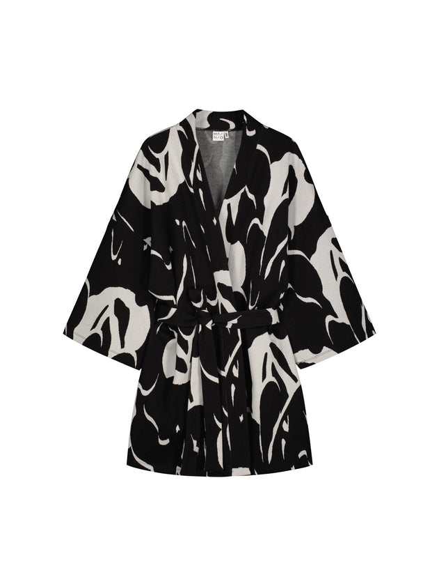 Waving Jacquard Kimono Musta