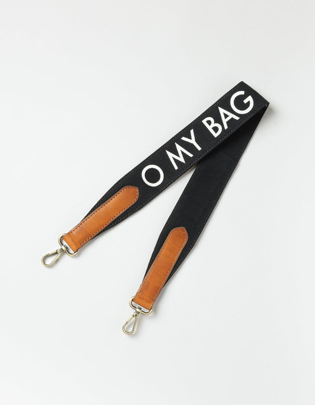 Shoulder Canvas Logo Laukunhihna Musta & Cognac