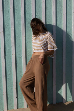 Energia Linen Crop Top Sand Striped