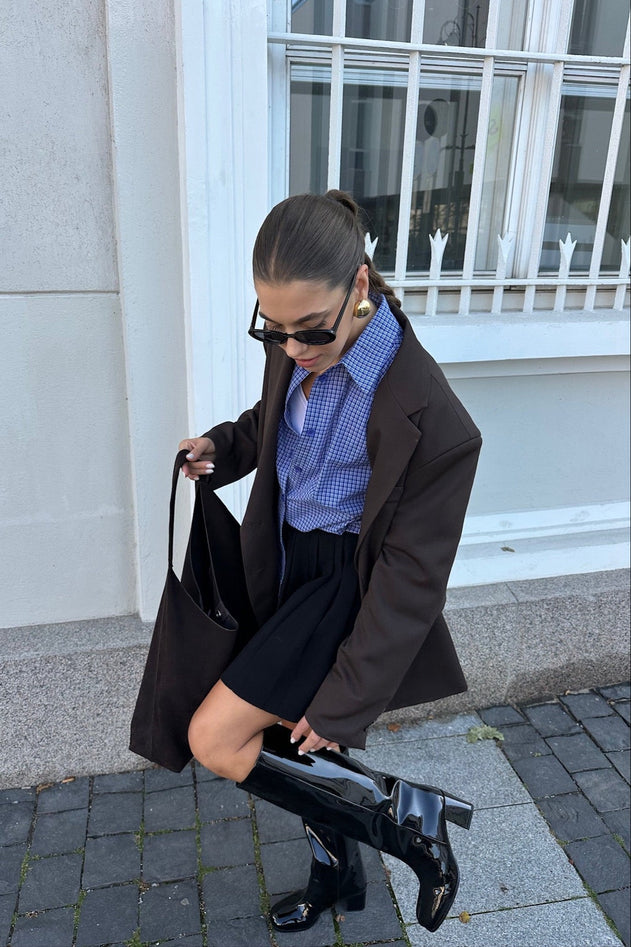 Piccolo Pleated Merino Mini Skirt Black