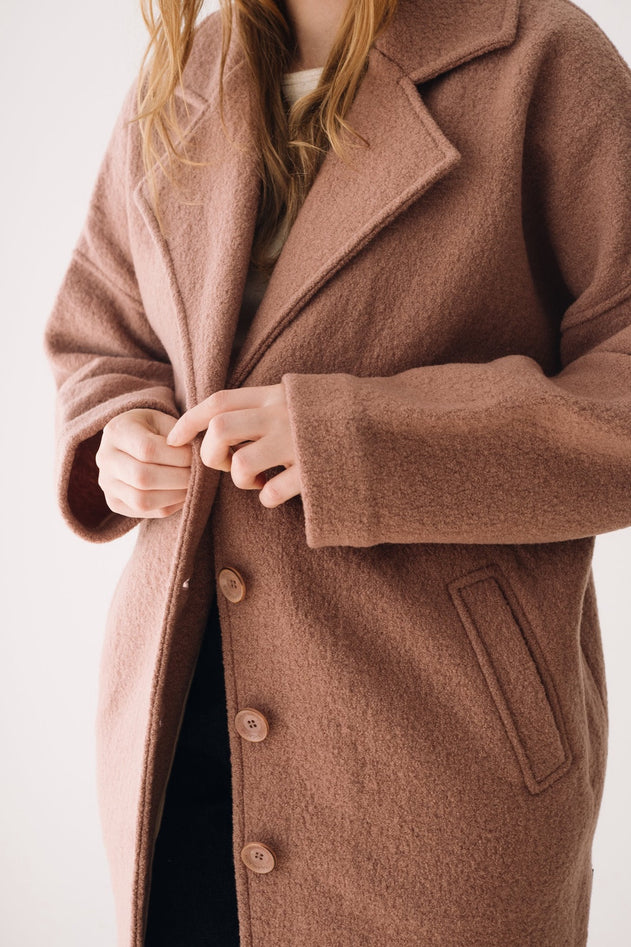 100% Merino Wool Oversized Coat in Pink