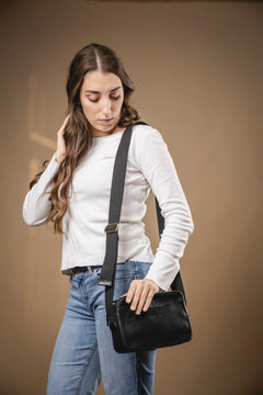 Leather Crossbody Sausalito Collection Black
