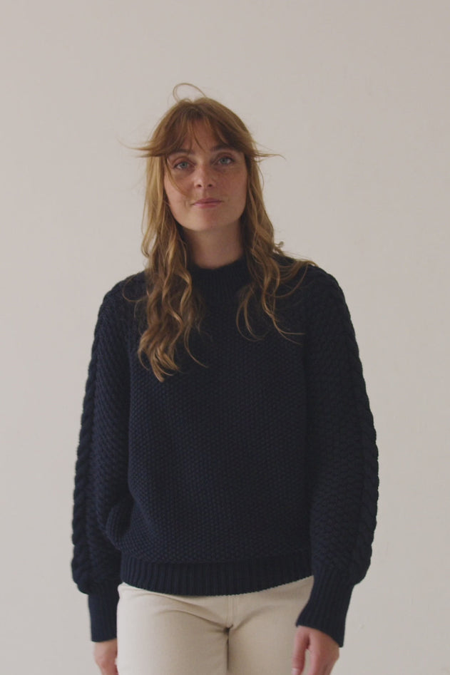 Turner Luomupuuvilla Neule Laivastonsininen