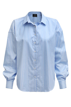 Classic Oversized Shirt Blue Wide Stripes