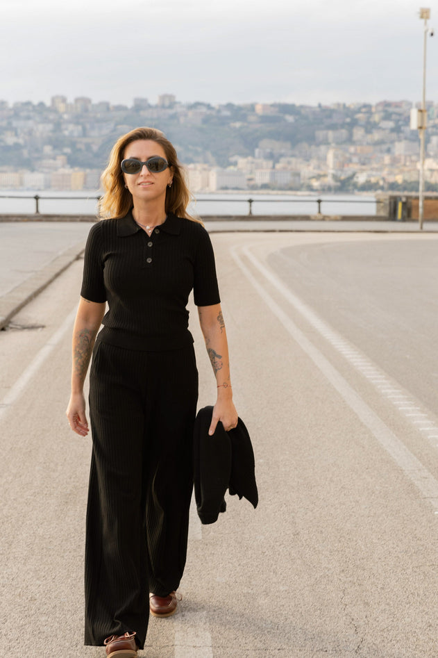 Madonna Polo Top Black