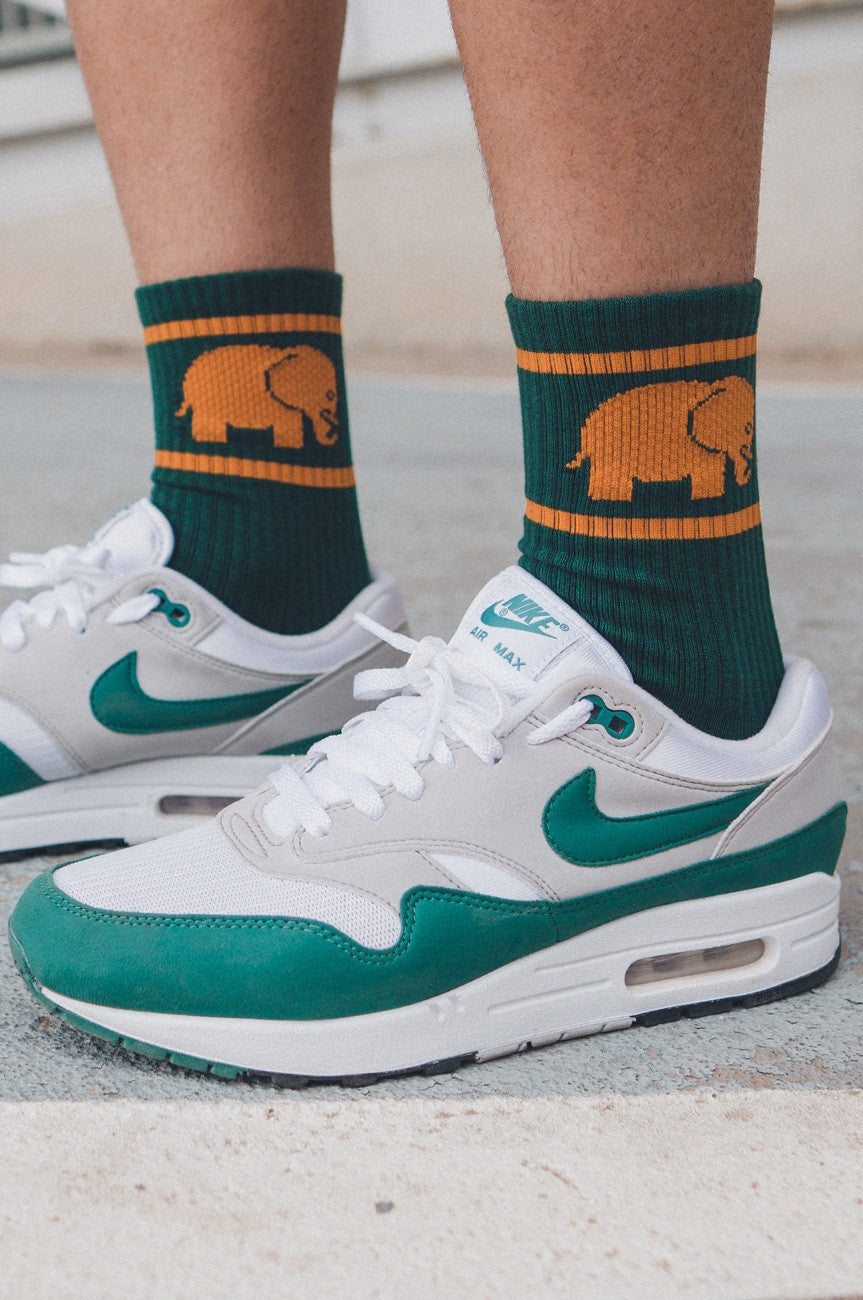 Green Organic Cotton Athletic Socks