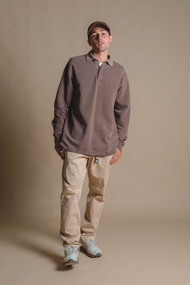 Carvalho Pigment Heavyweight Polo Sweater Chestnut