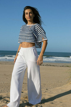 Vera Ribbed Pants White