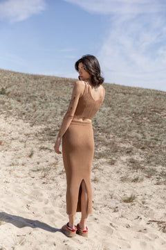 Donna Ribbed Crop Top Caramel