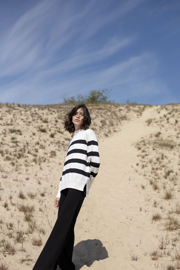 Marina Merino Jumper White Striped