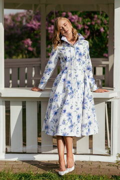 Fit and Flare Raincoat with A-Line Hem Floral White