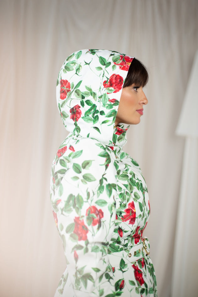 Fit and Flare Raincoat with A-Line Hem Charming Rose