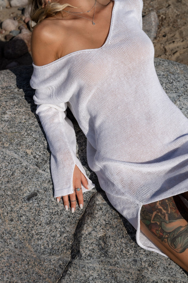 Mare Linen Long Dress White