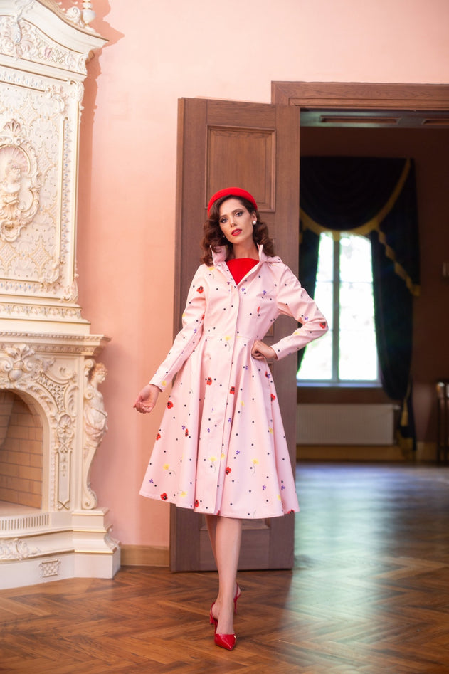 Fit and Flare Raincoat with A-Line Hem Cotton Candy Pink