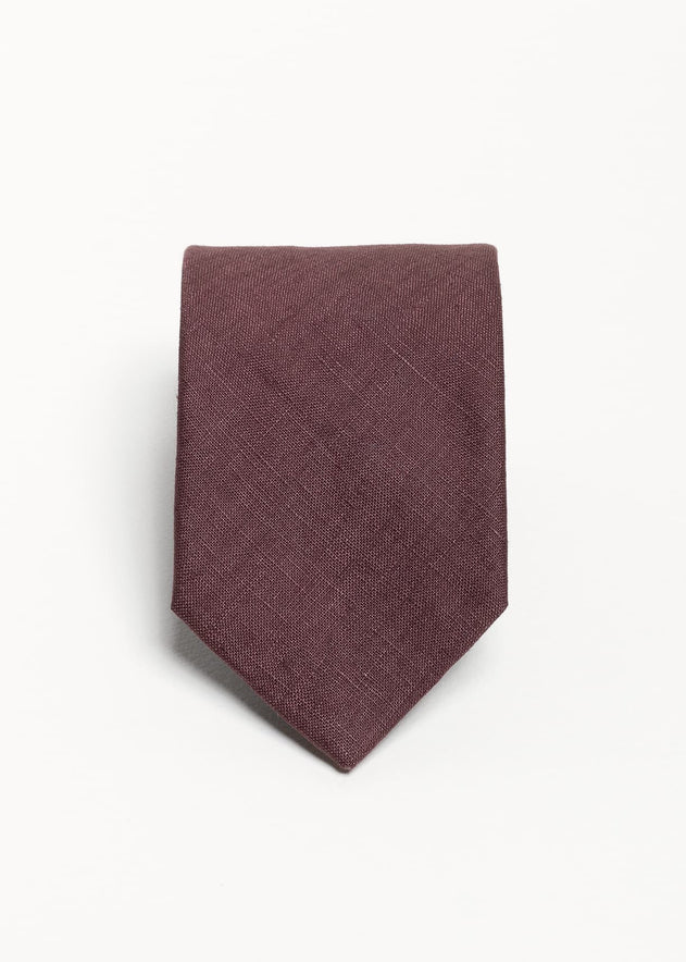 The 100% Linen Tie  Bordeaux