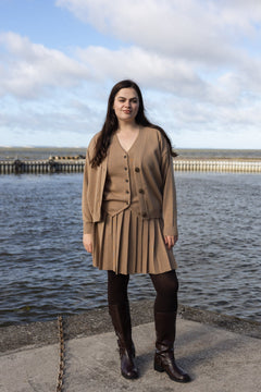 Galante Knitted Merino Waistcoat Beige