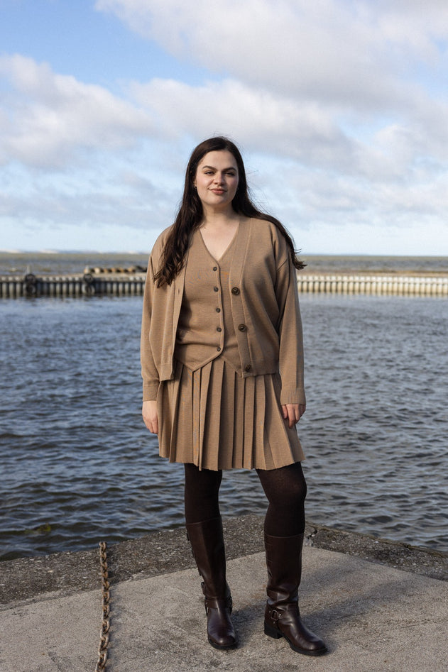 Galante Knitted Merino Waistcoat Beige