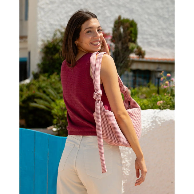 Traveler Bag Burgundy Gingham