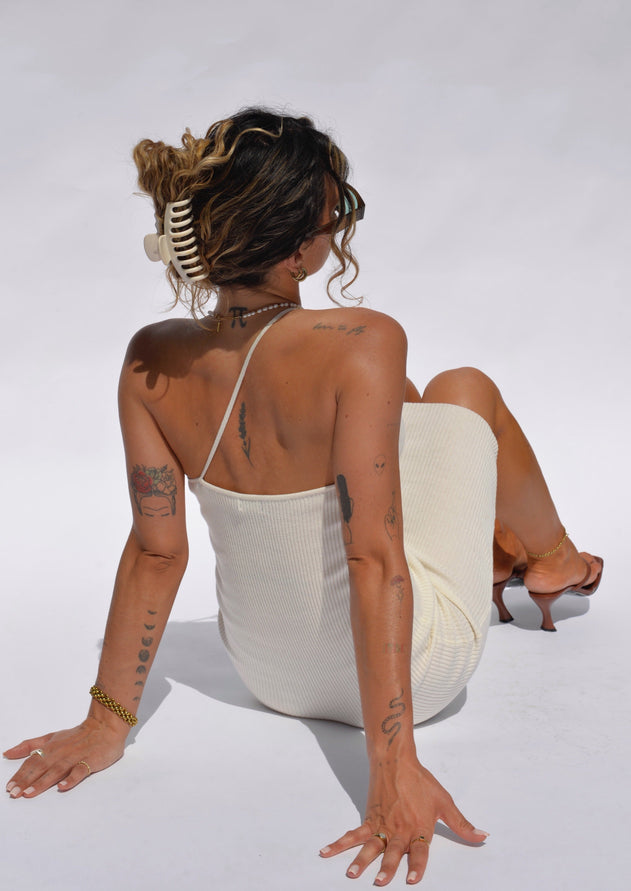 Nassau Long Knit Dress Cream White