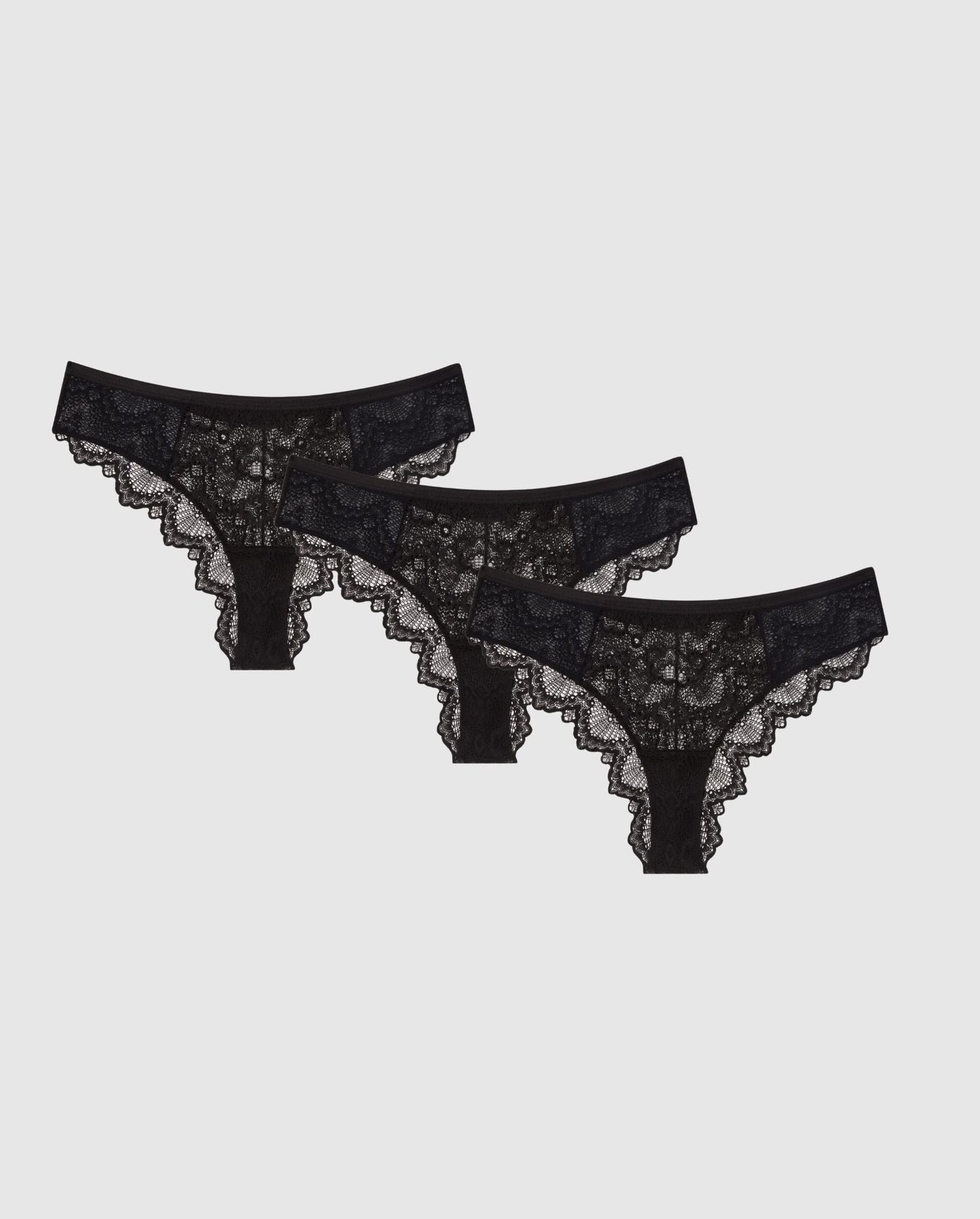 Lace Cheeky 3-Pack Black