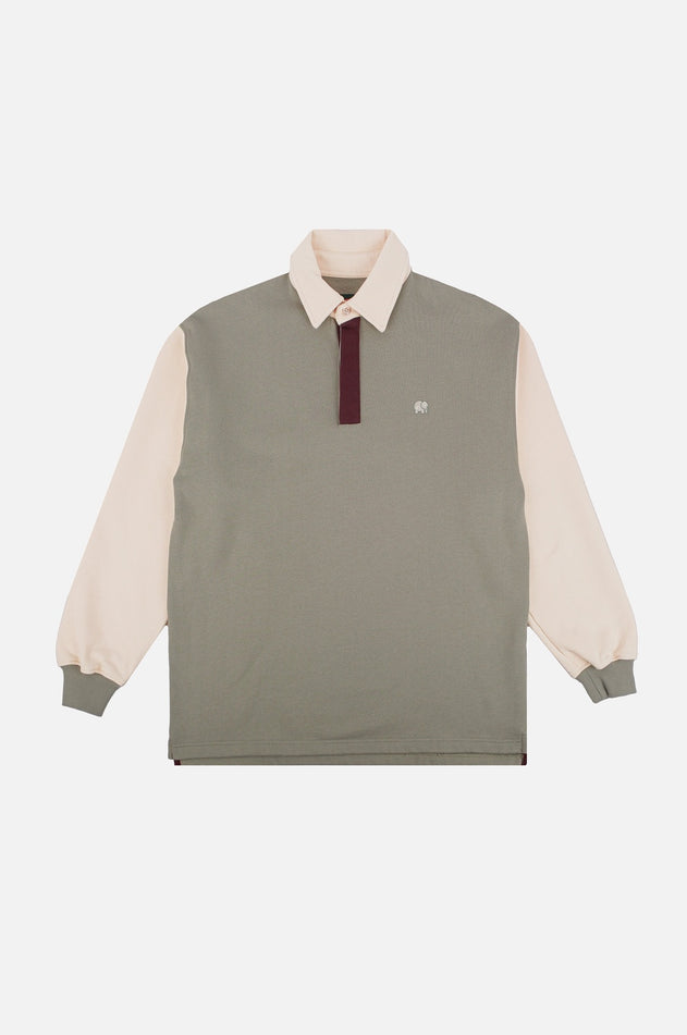 Color Block Oversized Polo Sweater Iron Veil