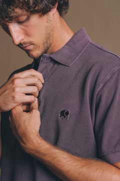 Alcalali Pigment Dyed Polo Shirt Sunset Purple