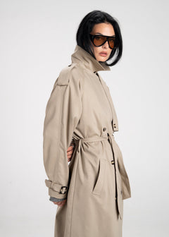 90's Long Trench Coat Beige