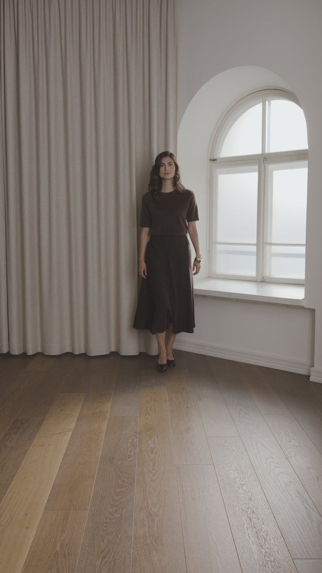 Liana Wide-hemmed Linen Skirt Dark Chocolate